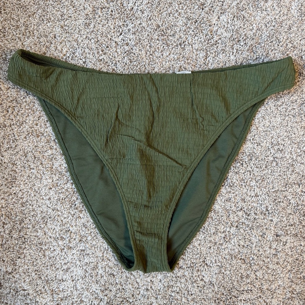 Abercrombie Mid-Rise High Leg Olive Green Swimsuit Bottom